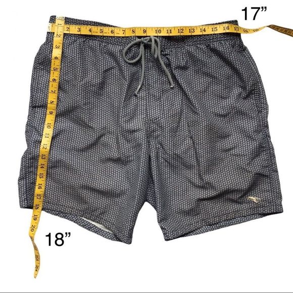 Ted Baker London blue & white geometric print swim trunks size 6 / large - Picture 9 of 13